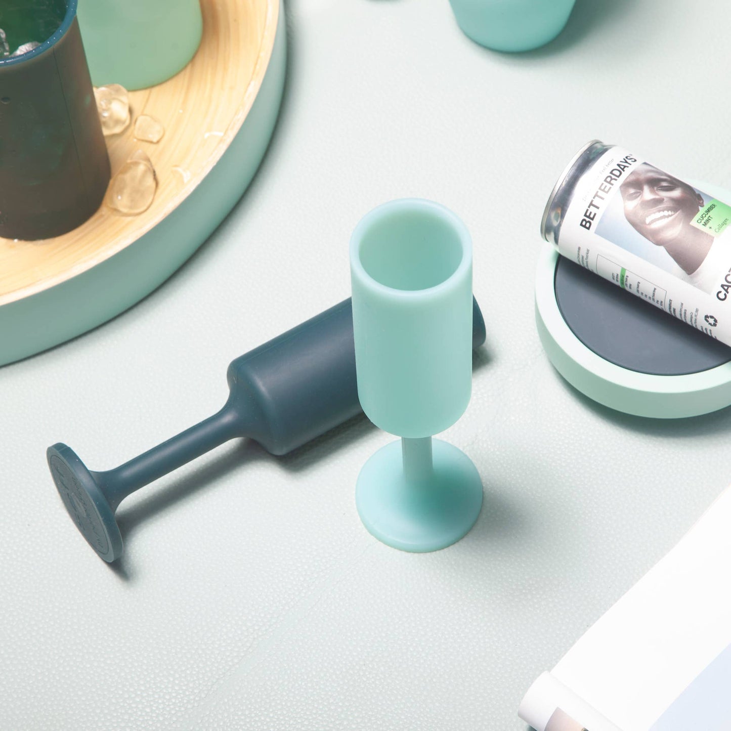 Unbreakable Silicon Champagne Flutes – Mist | Ink