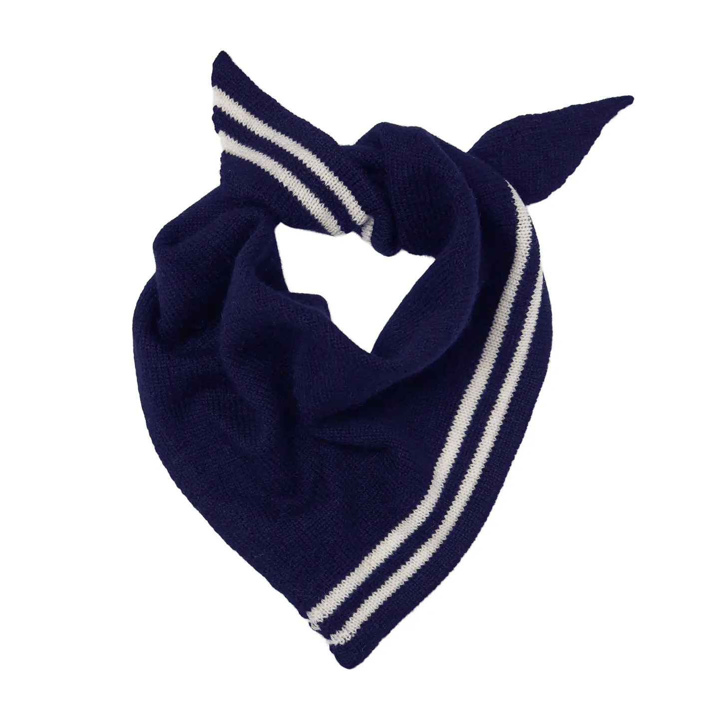 CASHMERE TRIANGLE KERCHIEF - NAVY / WHITE
