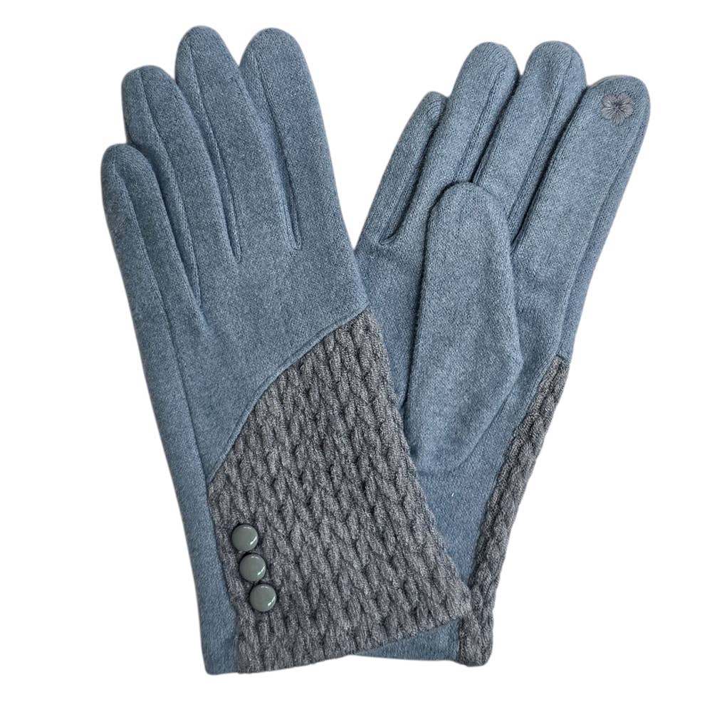 Ladies Cashmere Blend Gloves With Button Detailing