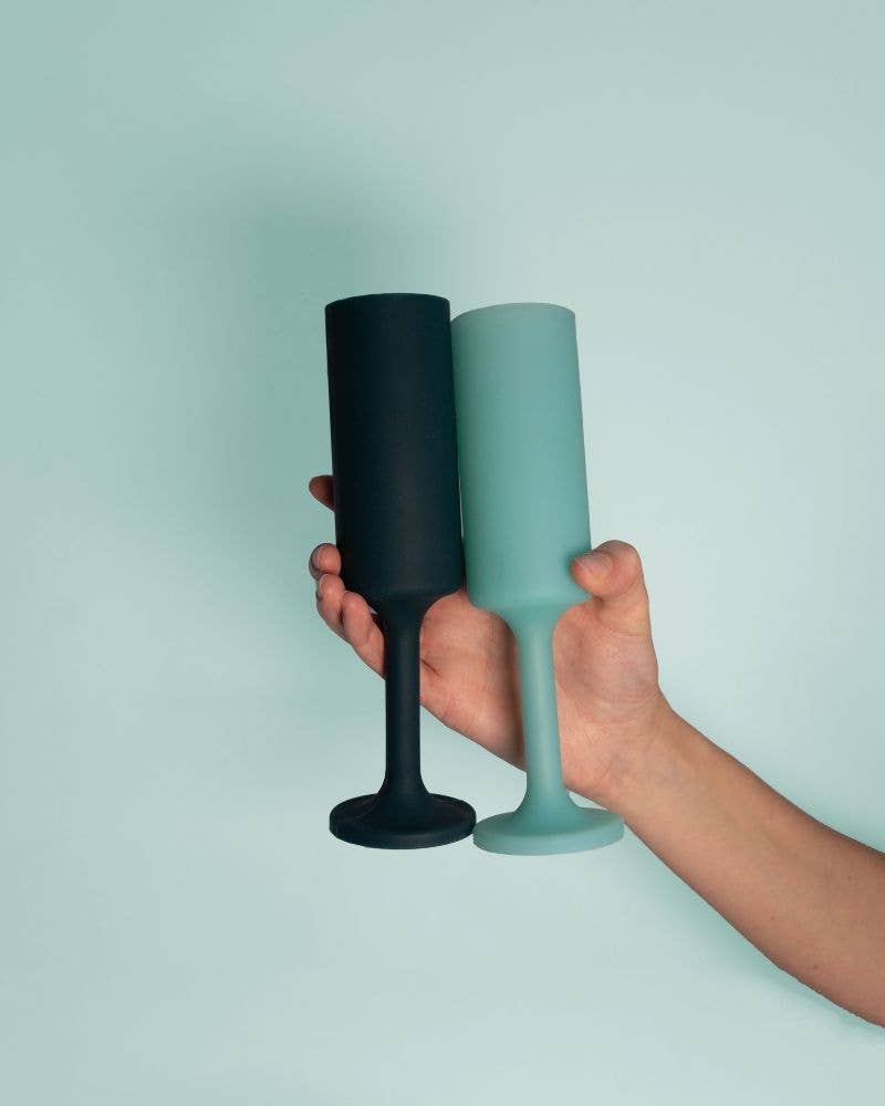Unbreakable Silicon Champagne Flutes – Mist | Ink