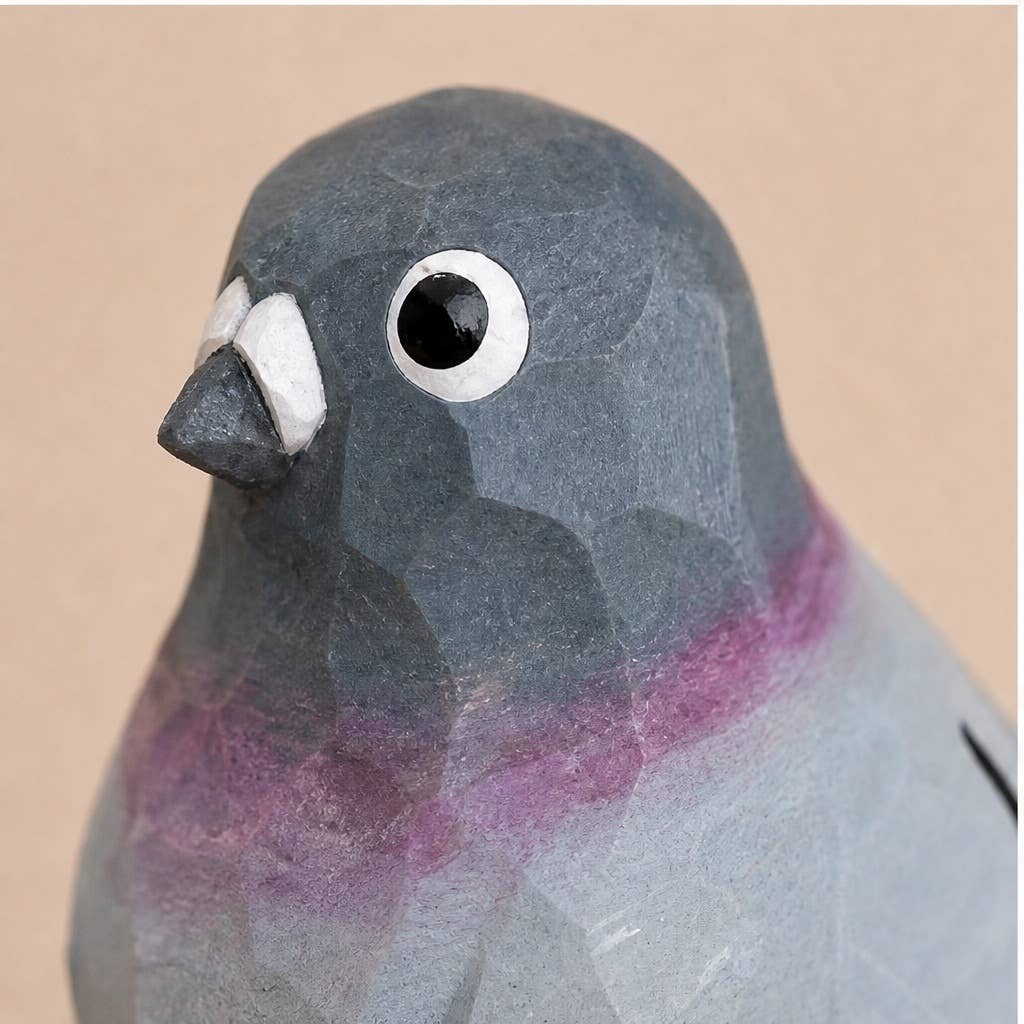 Hand-Carved Painted Wooden Bird Figurine