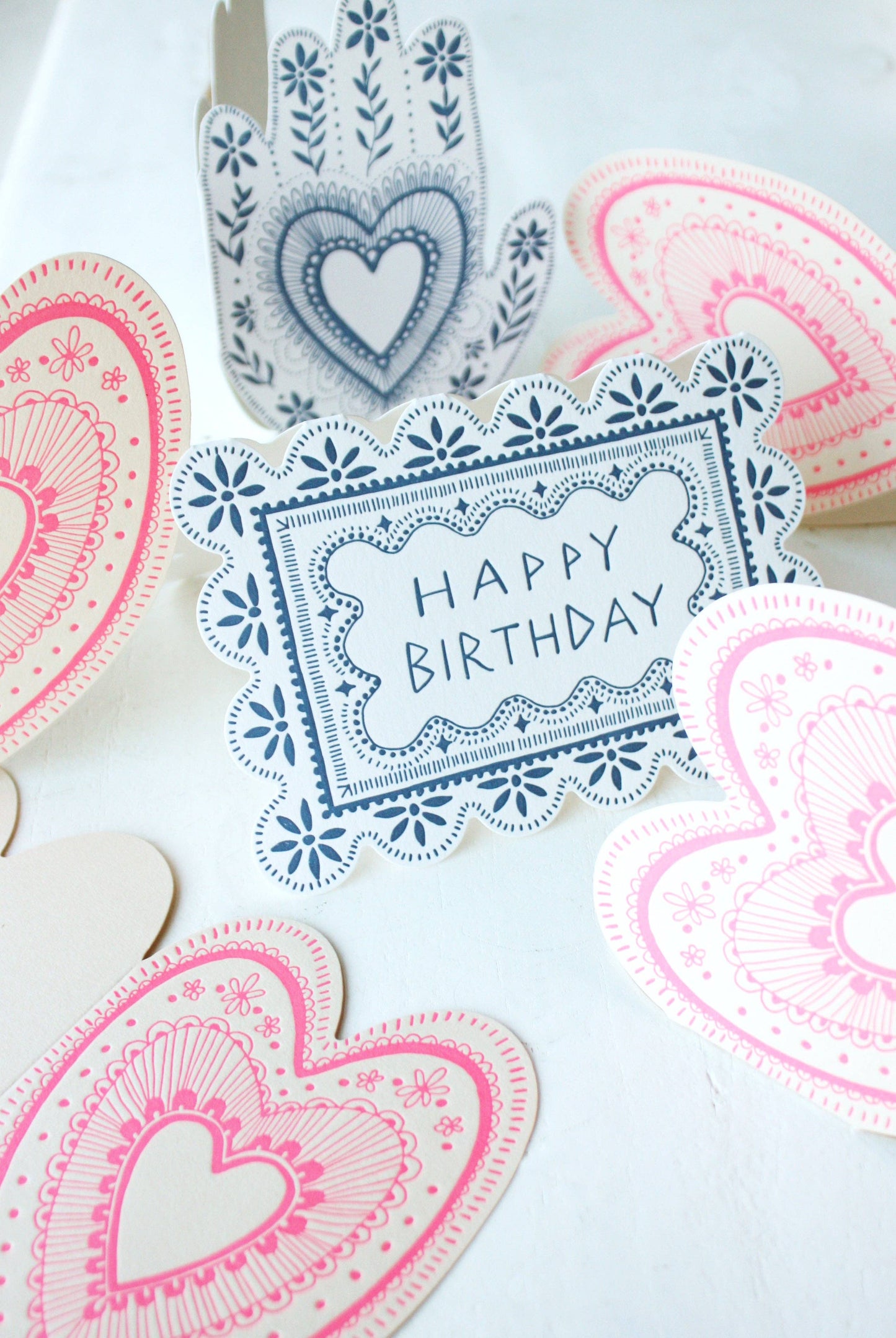 Happy Birthday - Folk Biscuit Greeting Card