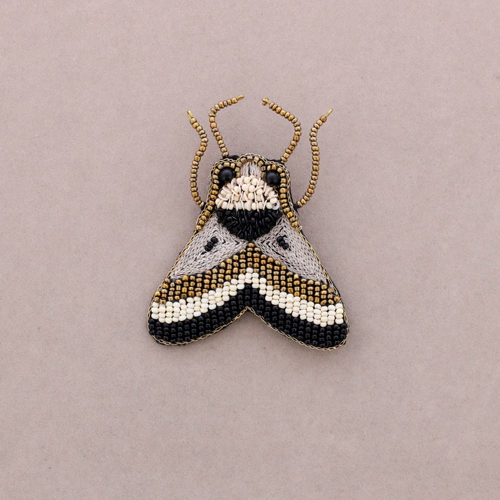 Embroidered Insect Brooch with Beads