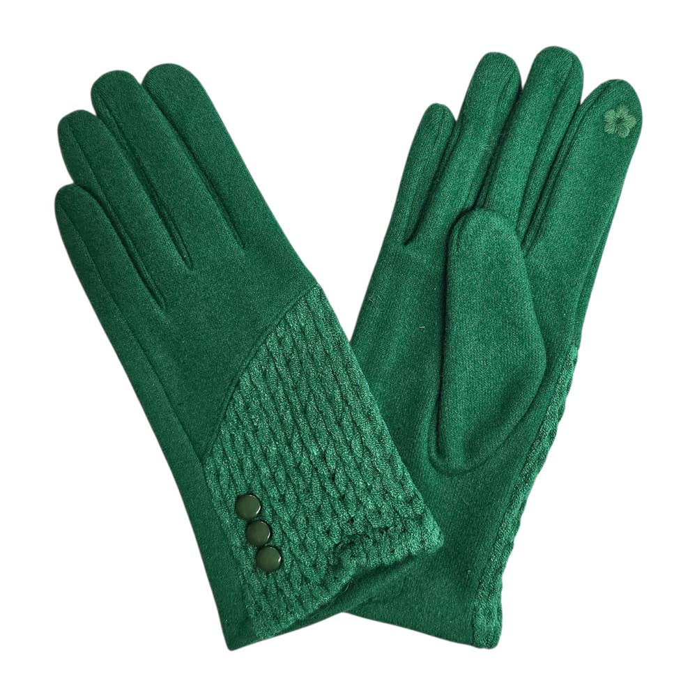 Ladies Cashmere Blend Gloves With Button Detailing