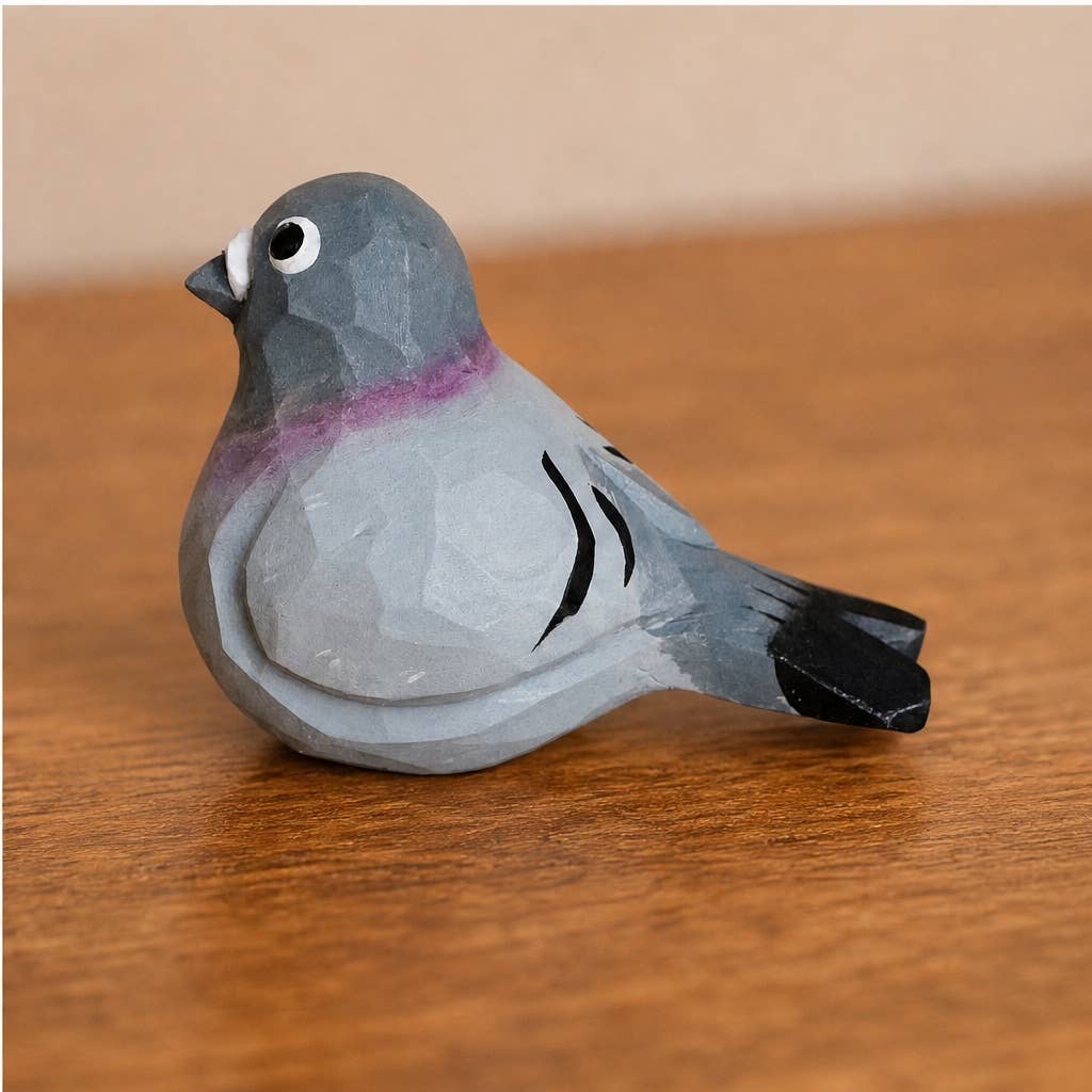 Hand-Carved Painted Wooden Bird Figurine