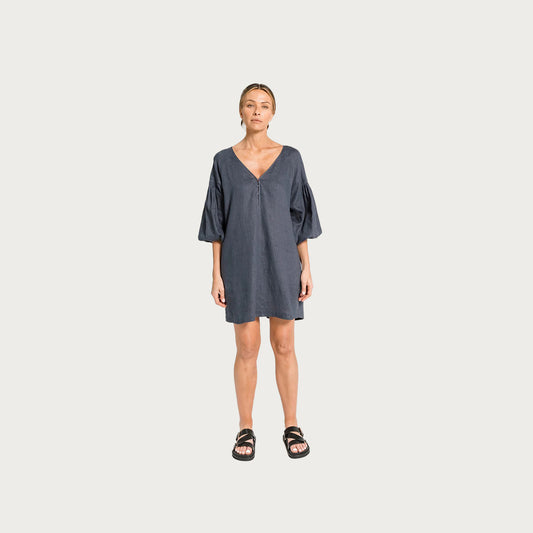 NINA PLEAT SLEEVE DRESS – OCEAN