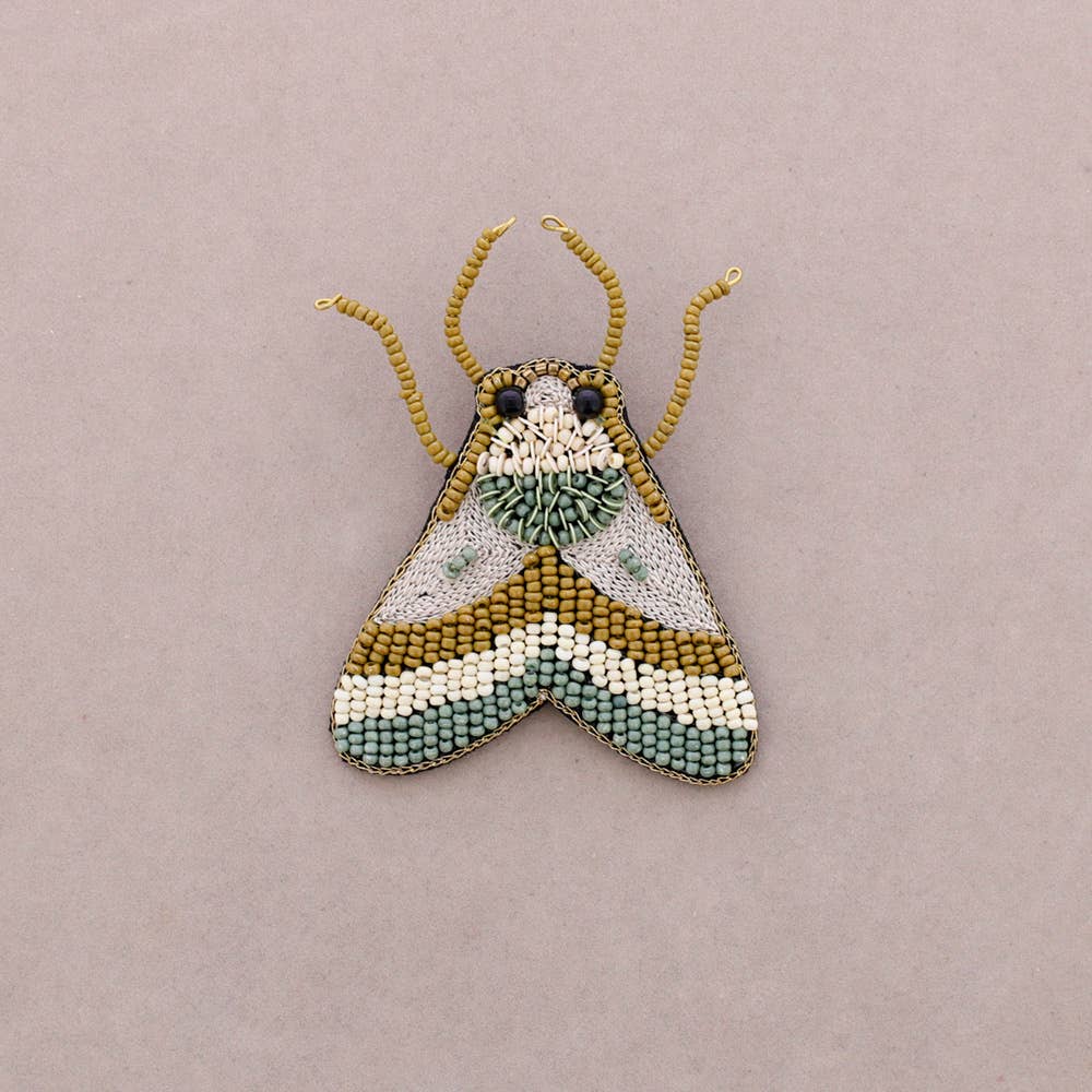 Embroidered Insect Brooch with Beads