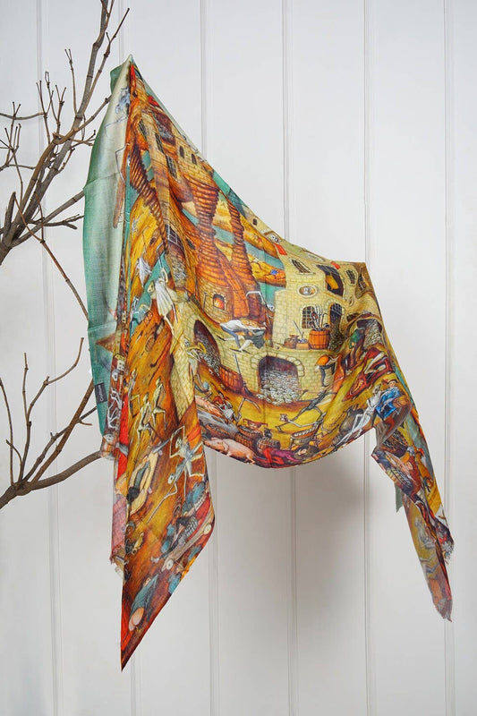 Silk Modal Scarf  luxurious fabric blend - Mustard