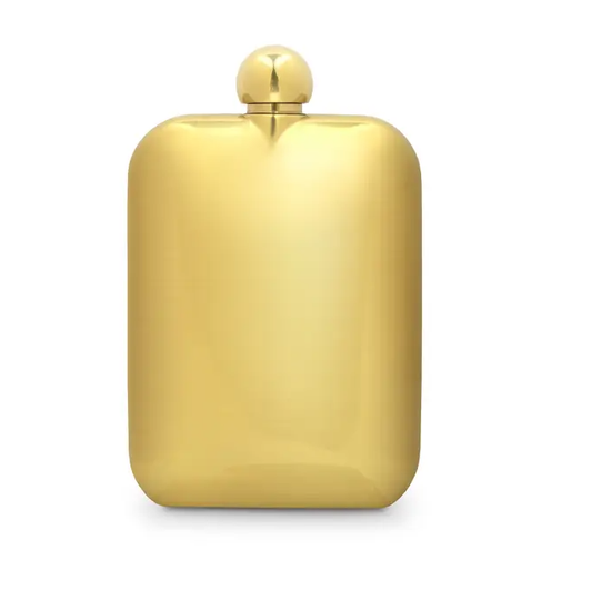 Gold Stainless Steel Rounded Rectangle Flask