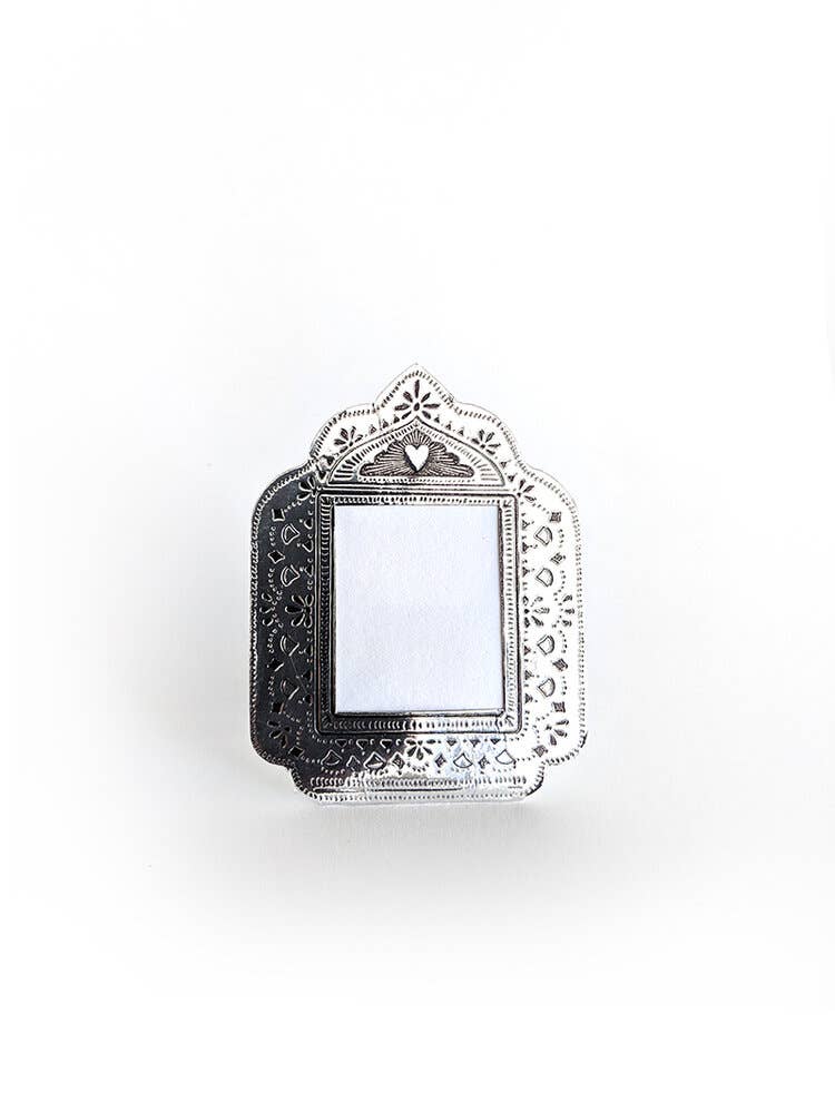 SMALL SILVER FAUX TIN FRAME