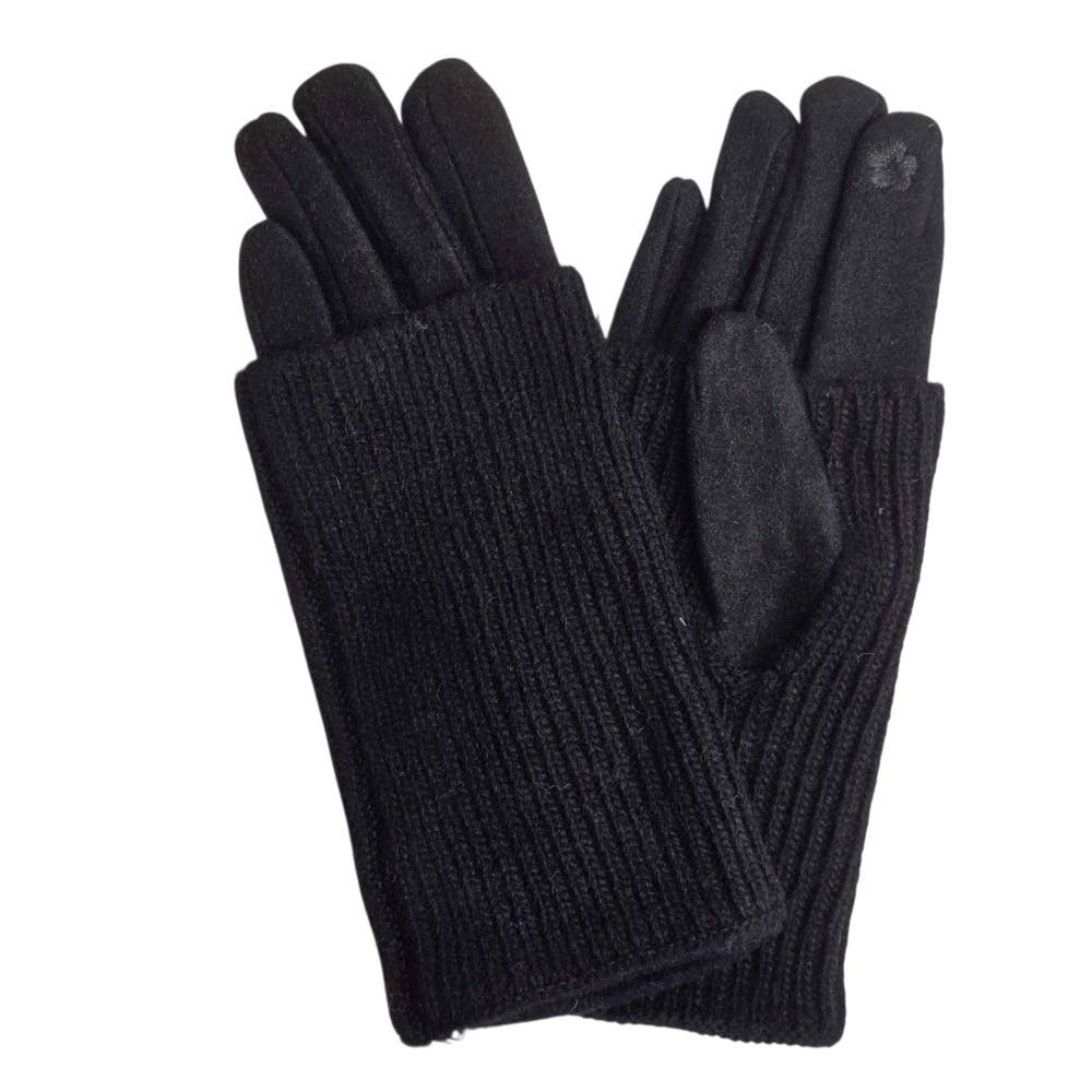 BLACK WOOL GLOVE MITTENS