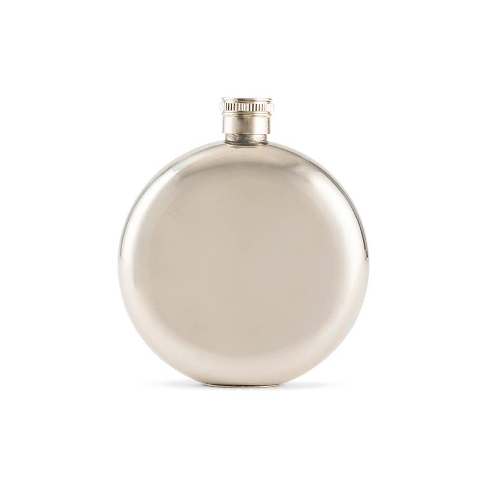 Silver Stainless Steel Round Hip Flask