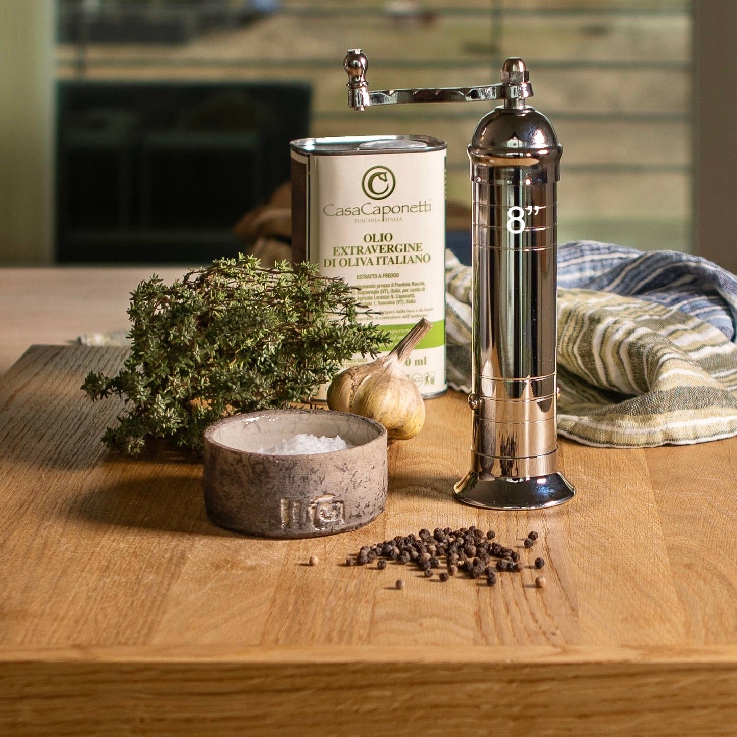 THE ORIGINAL "CHROME MILL' - POLISHED 8" PEPPER GRINDER