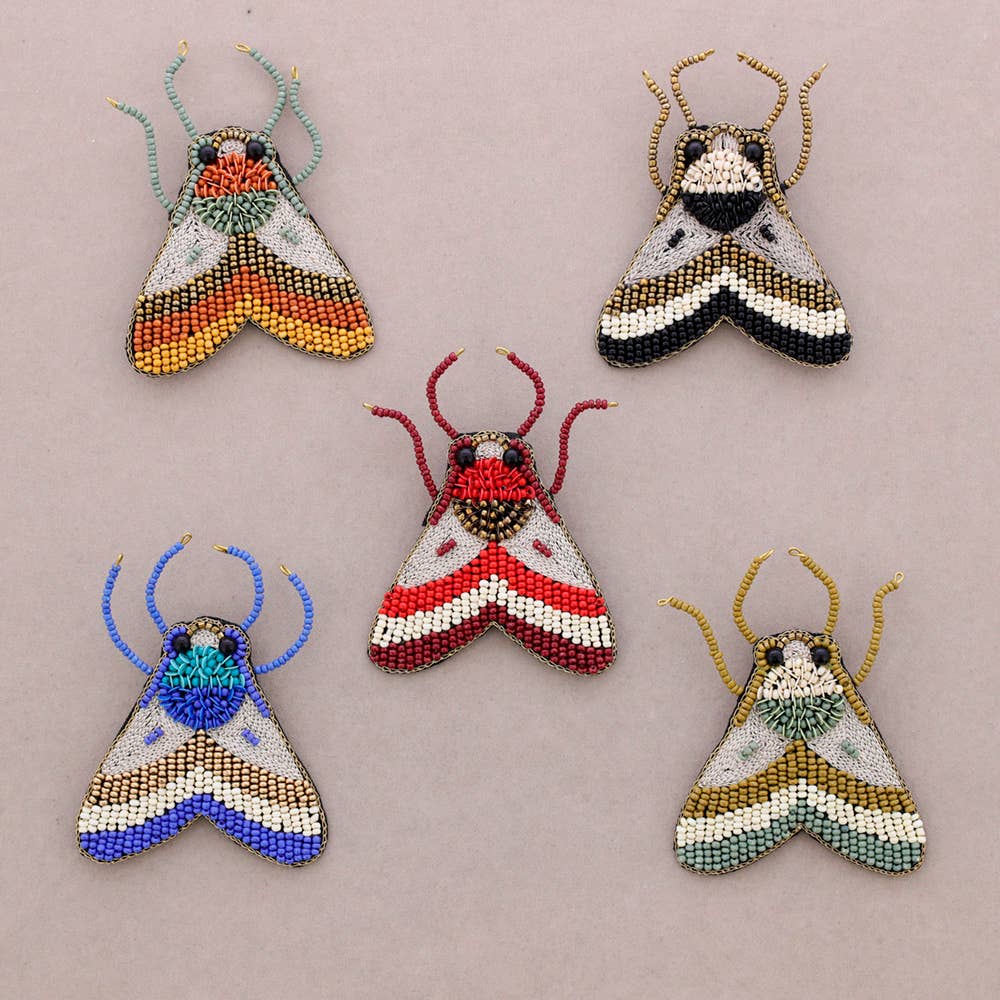 Embroidered Insect Brooch with Beads
