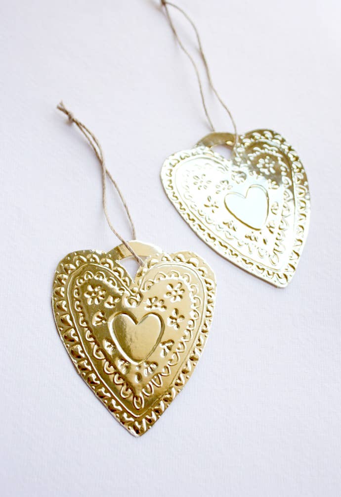 Heart- Faux-tin Ornament - Gold