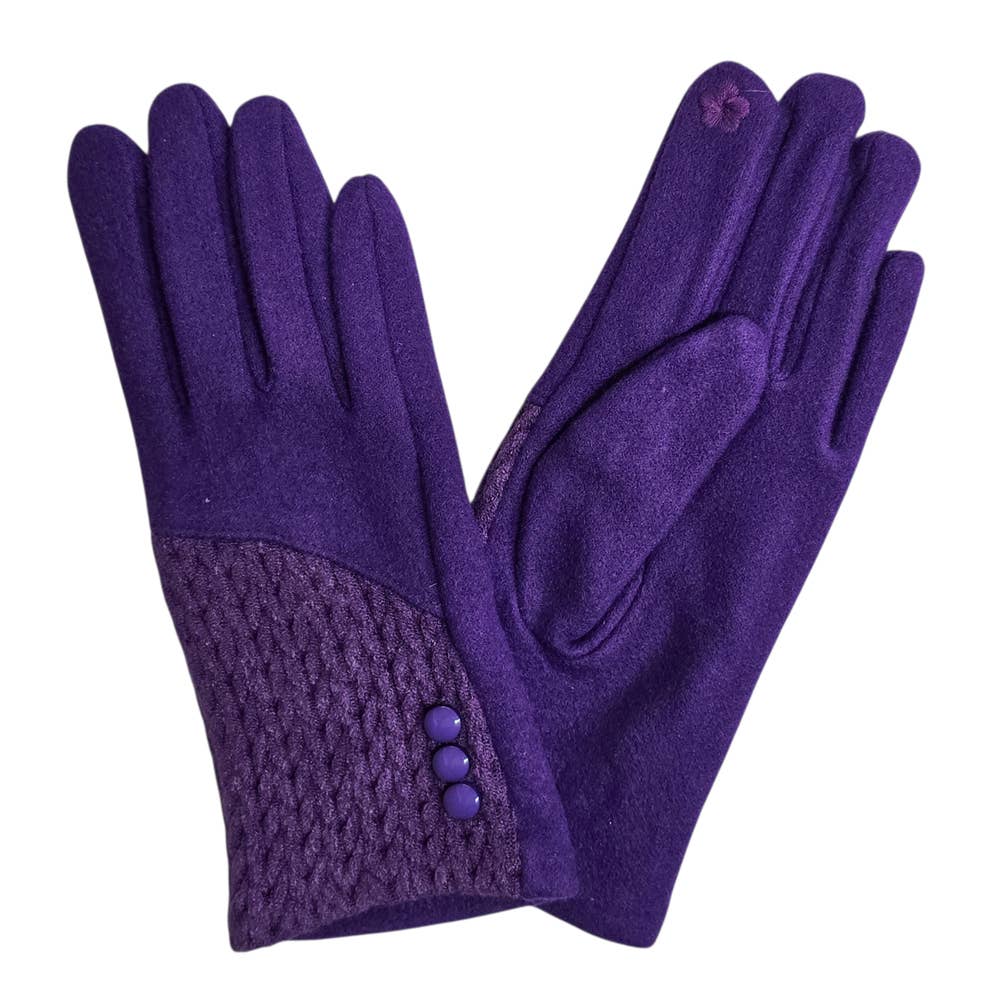 Ladies Cashmere Blend Gloves With Button Detailing