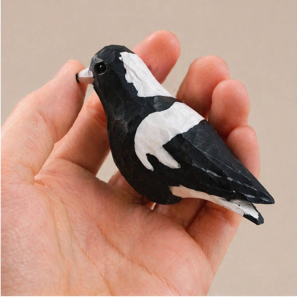 Hand-Painted Carved Wood Bird Figurine