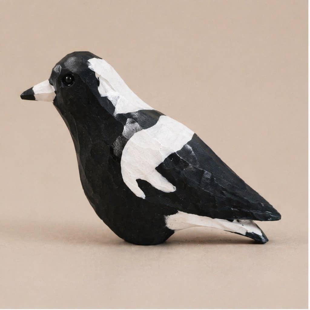Hand-Painted Carved Wood Bird Figurine