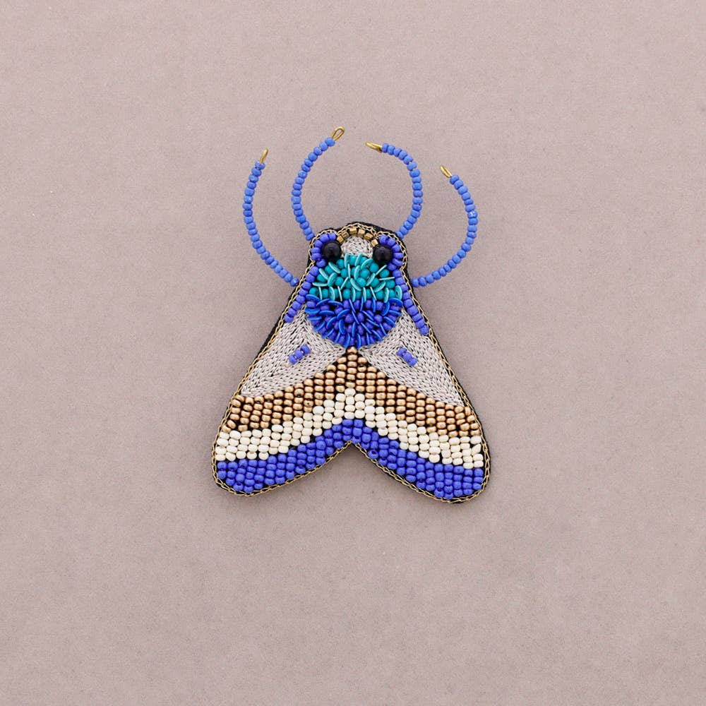 Embroidered Insect Brooch with Beads
