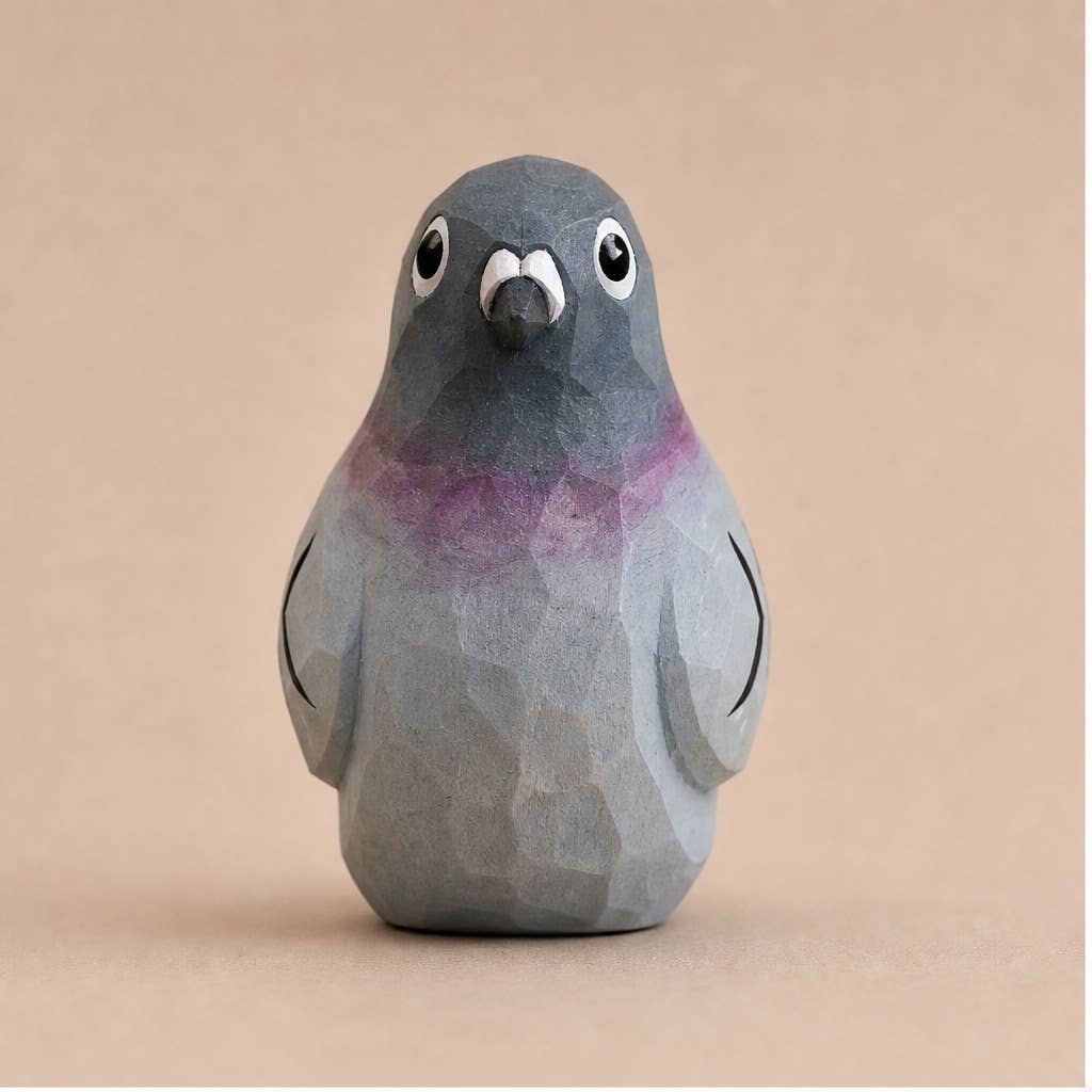 Hand-Carved Painted Wooden Bird Figurine
