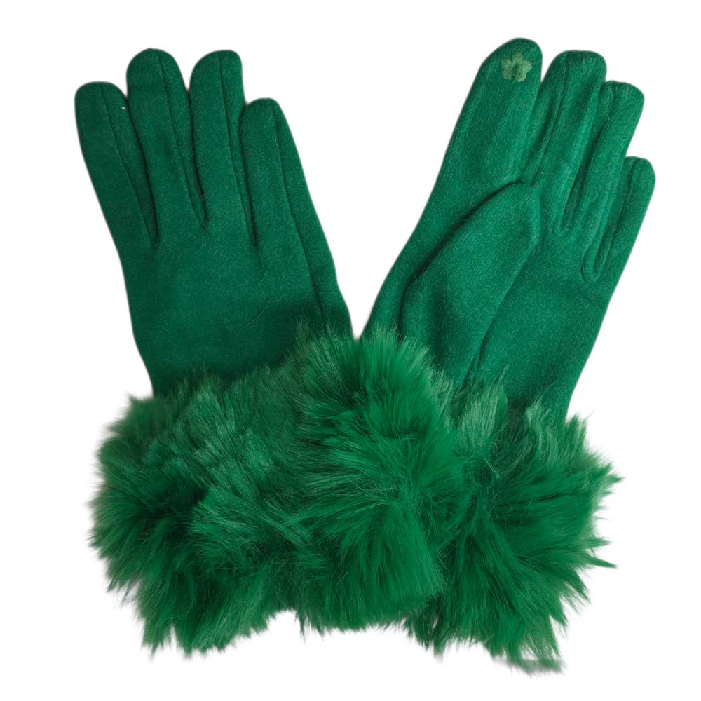 Ladies Faux Fur Trimmed Cashmere Blend Gloves