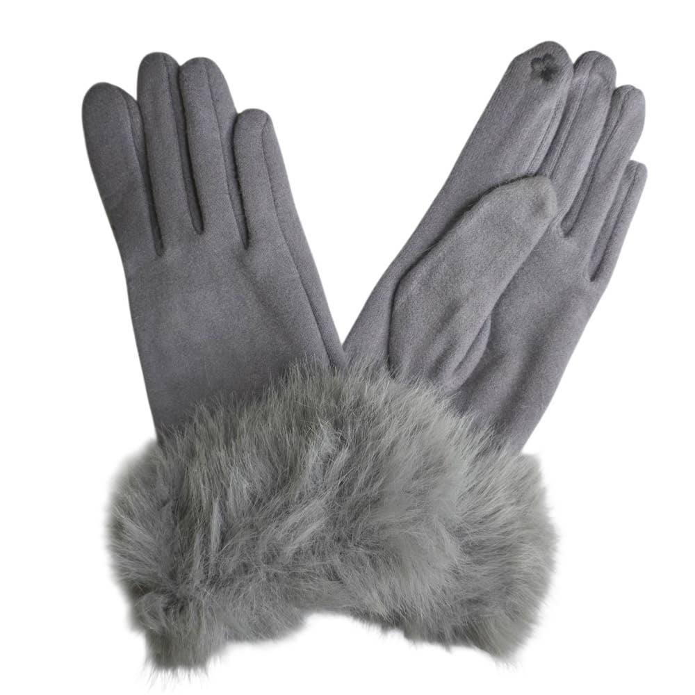 Ladies Faux Fur Trimmed Cashmere Blend Gloves