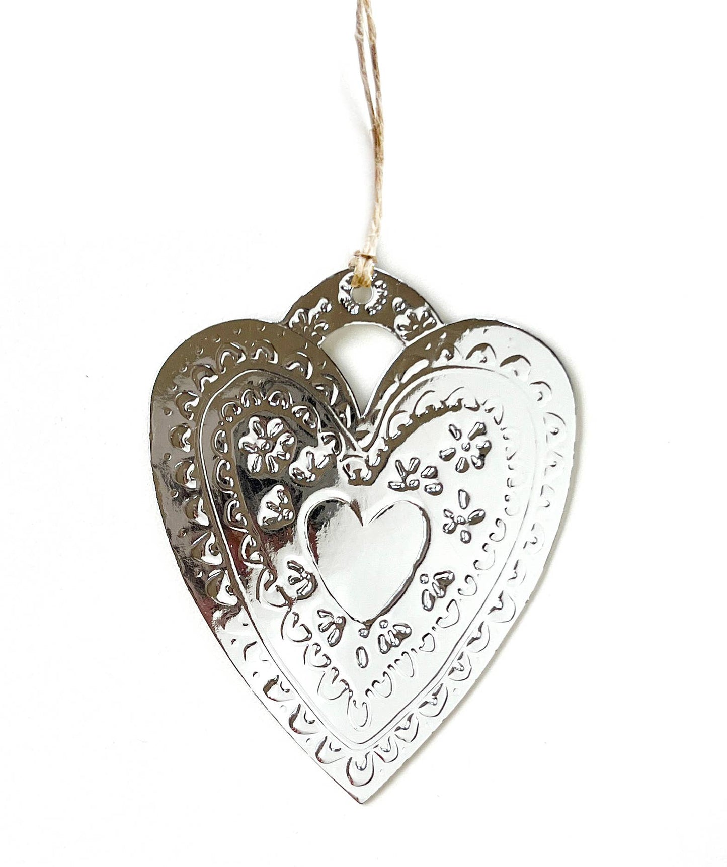 Heart- Faux-tin Ornament - Silver