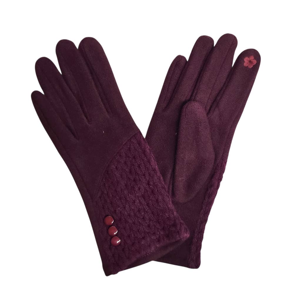 Ladies Cashmere Blend Gloves With Button Detailing
