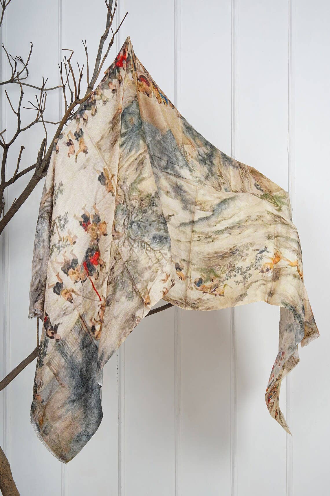 Silk Modal Scarf  luxurious fabric blend - Beige/Grey