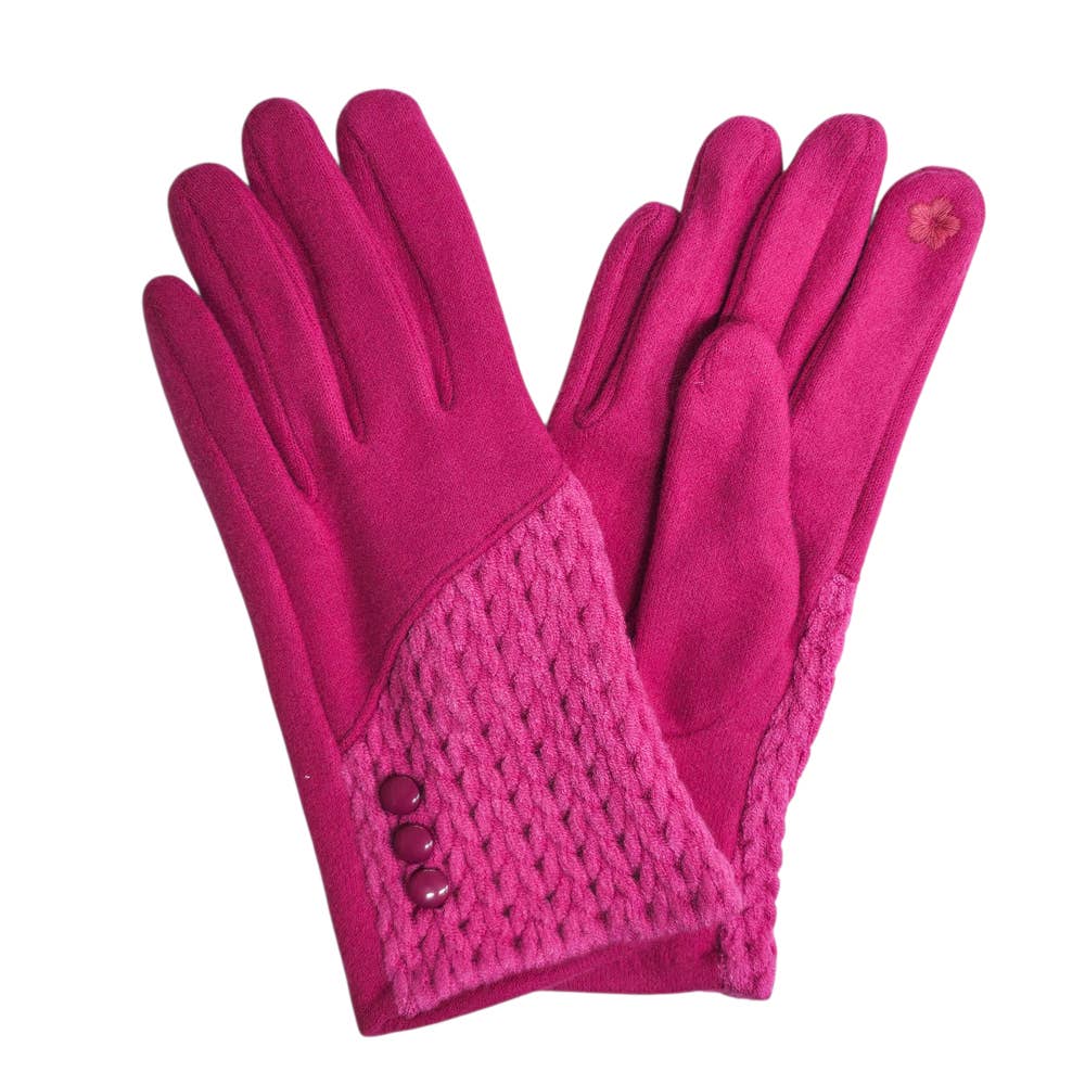 Ladies Cashmere Blend Gloves With Button Detailing