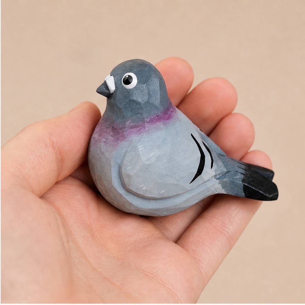Hand-Carved Painted Wooden Bird Figurine