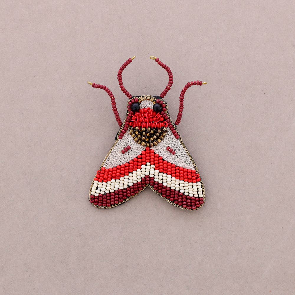 Embroidered Insect Brooch with Beads
