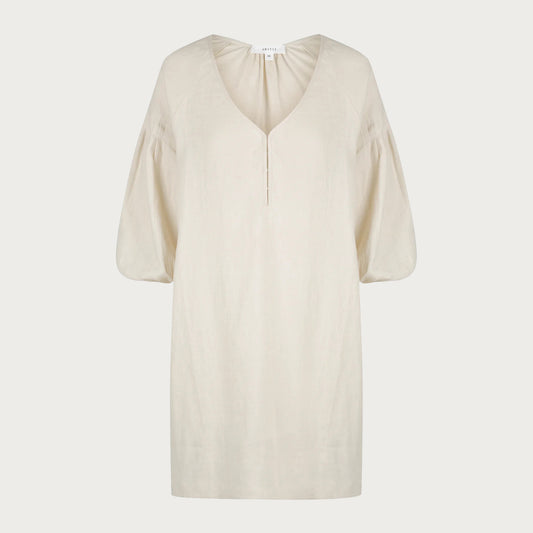 NINA PLEAT SLEEVE DRESS – PUTTY