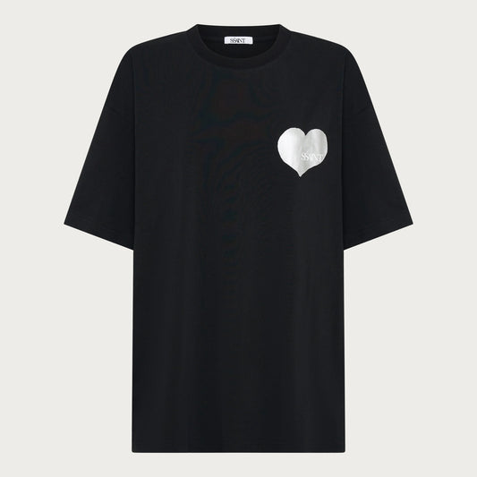 SSAINT HEART TEE – BLACK/SILVER HEART