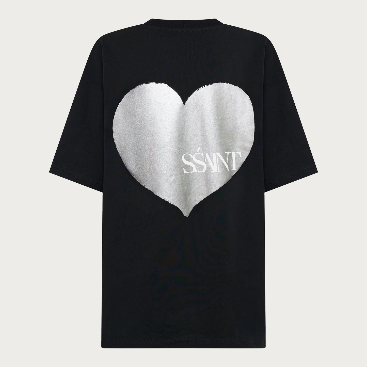 SSAINT HEART TEE – BLACK/SILVER HEART