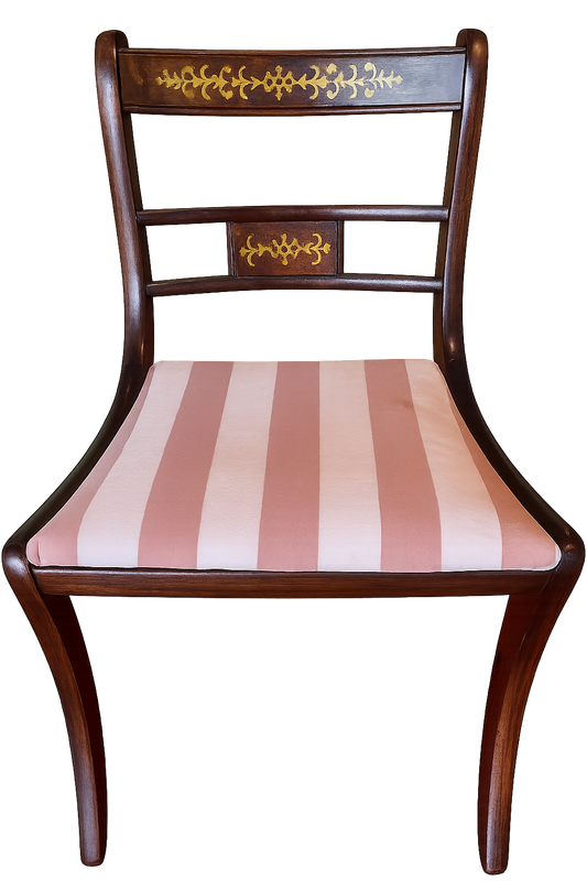 Vintage Chairs with decorative brass inlay
