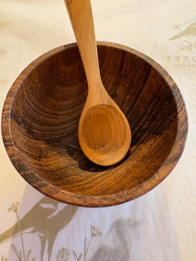 SMALL WOOD SALT BOWL & SPOON