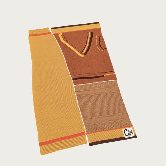 KNITTED PATCHWORK THROW – FAKE TAN