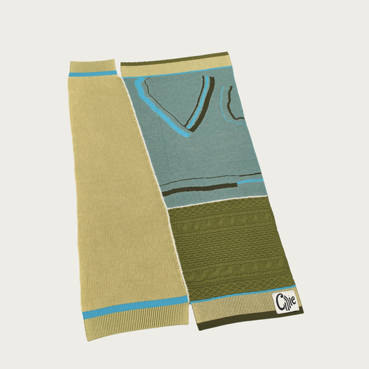 KNITTED PATCHWORK THROW – SEAWEED