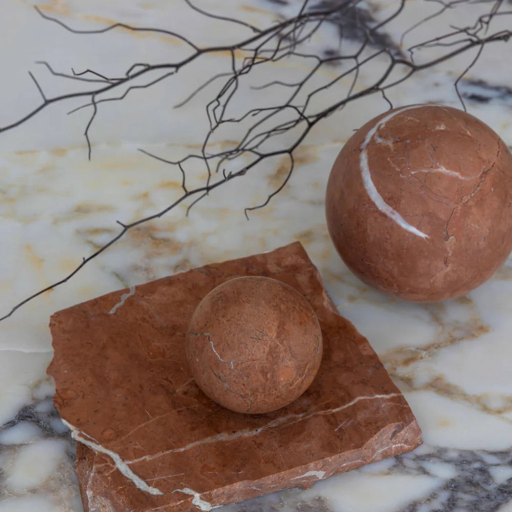 ORBIT TABLE SCULPTURE - ROSSO ALICANTE MARBLE
