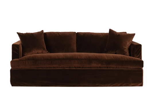 BIRKSHIRE - 3 SEATER SLIP COVER DARK  CHOCOLATE VELVET