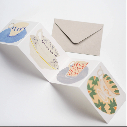 Tea cup concertina card