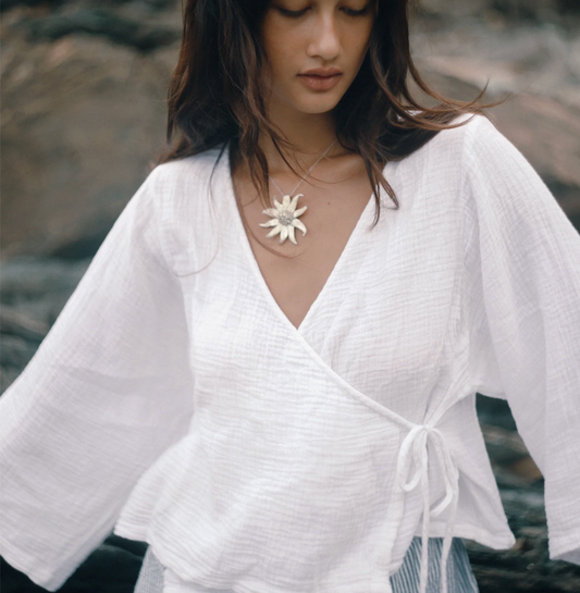 ELLA WRAP TOP – WHITE