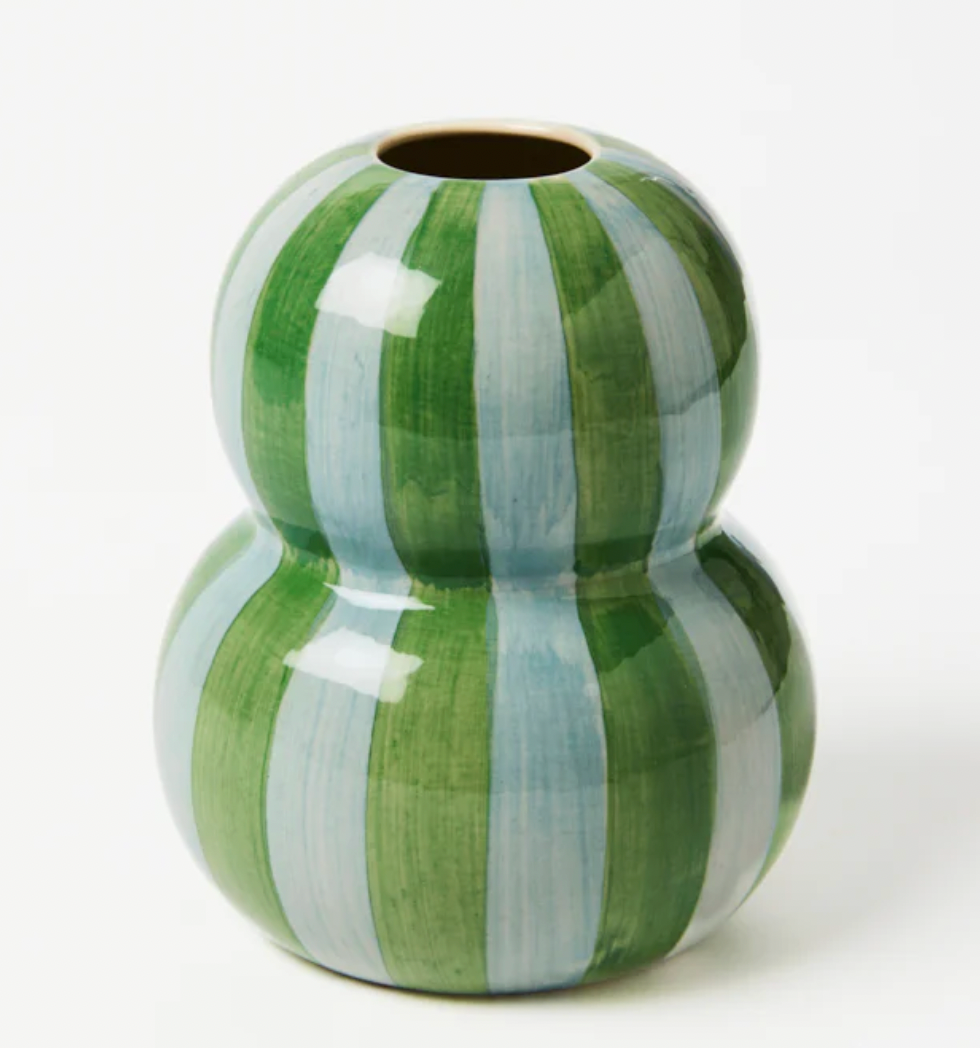 FONDA GREEN BLUE STRIPE VASE