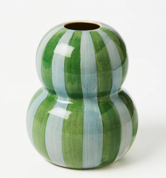 FONDA GREEN BLUE STRIPE VASE