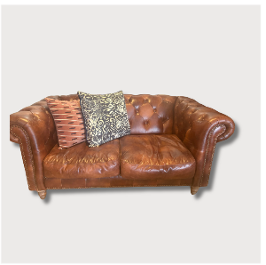 LEATHER TWO SEATER CHESTERFIELD