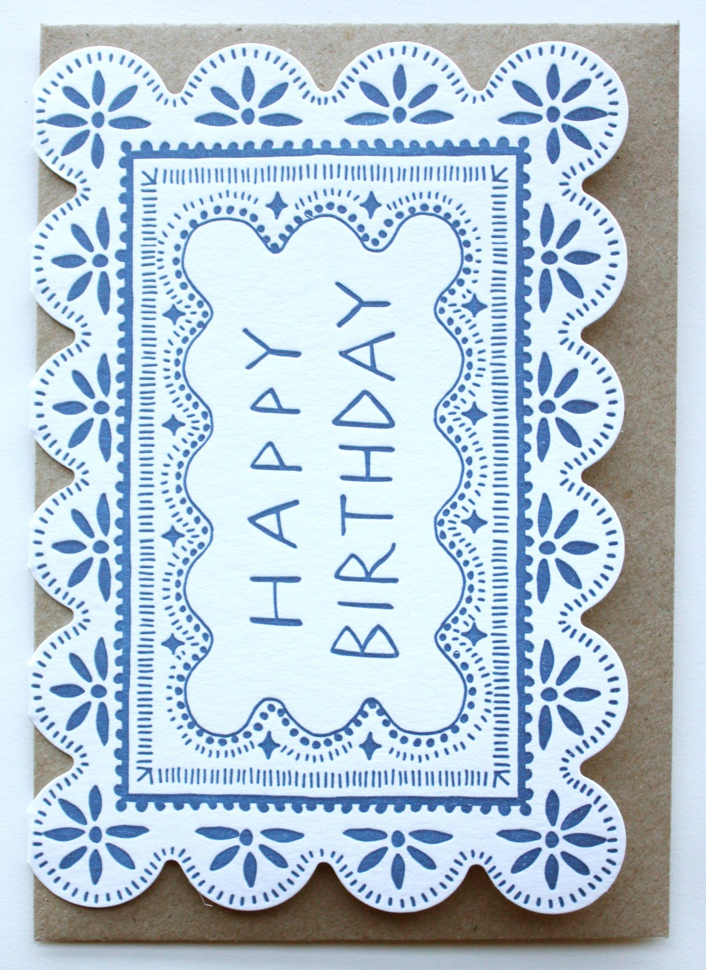 Happy Birthday - Folk Biscuit Greeting Card