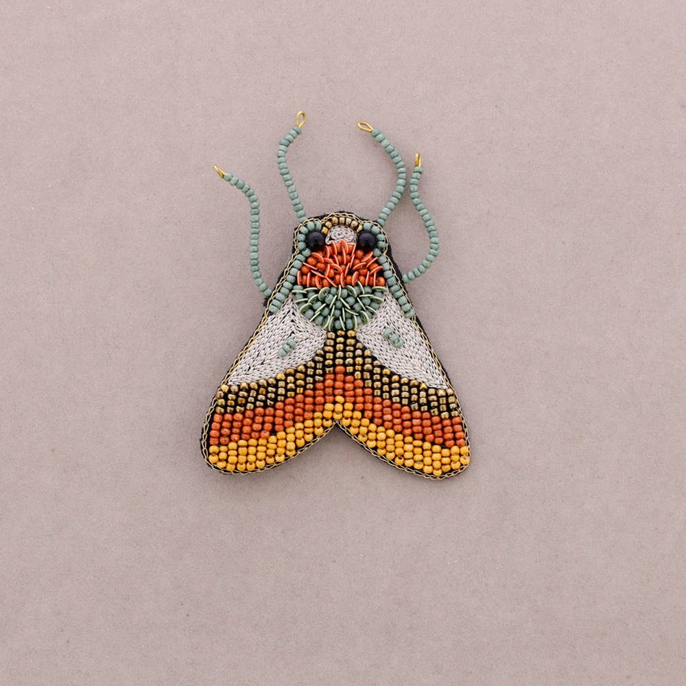 Embroidered Insect Brooch with Beads