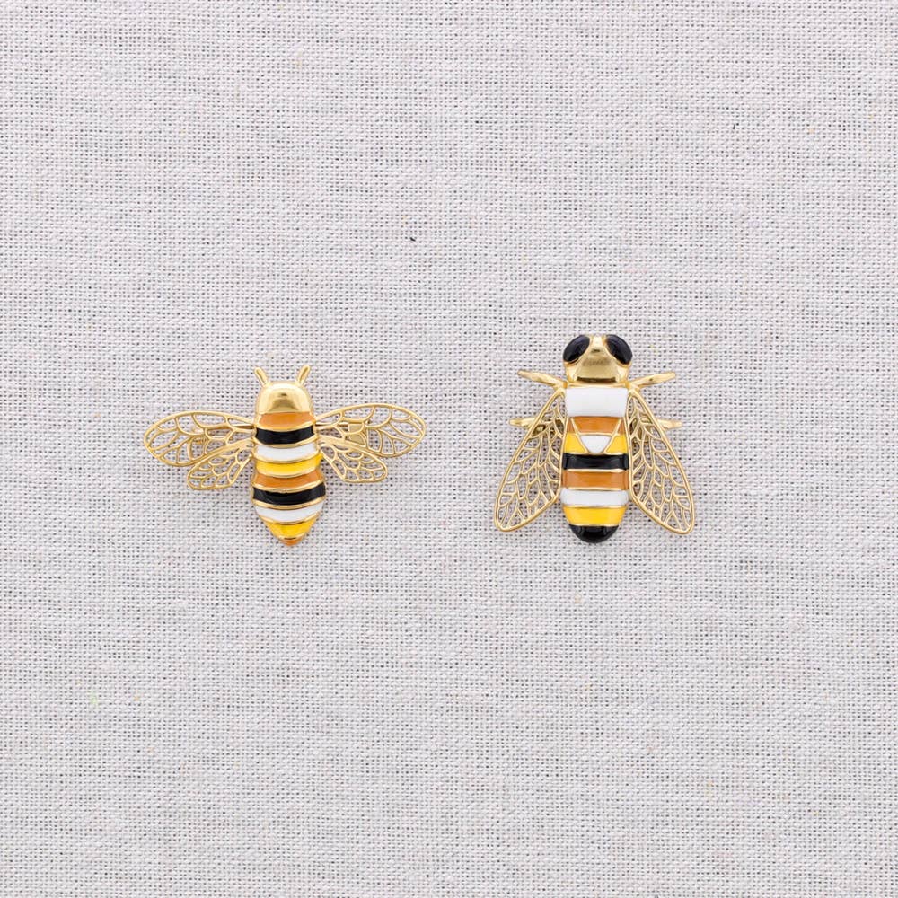 Steel Brooch Set 2 Enamel Insects