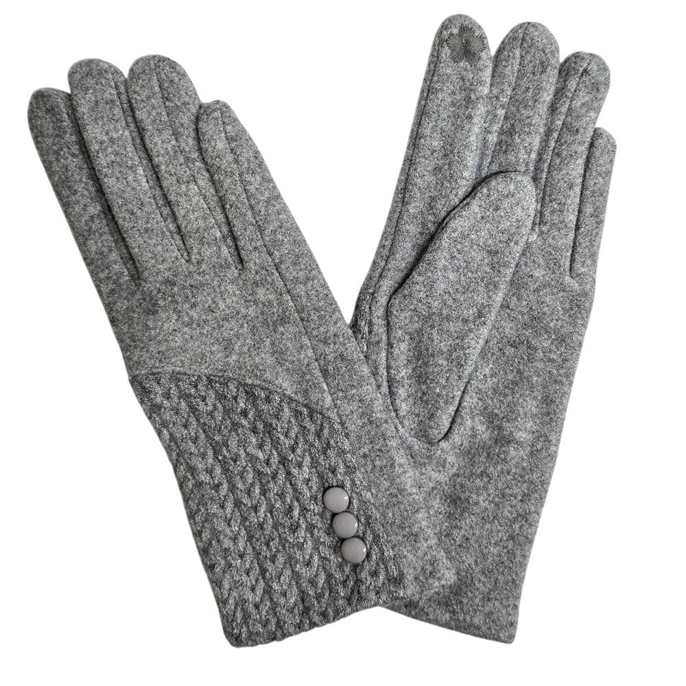 Ladies Cashmere Blend Gloves With Button Detailing